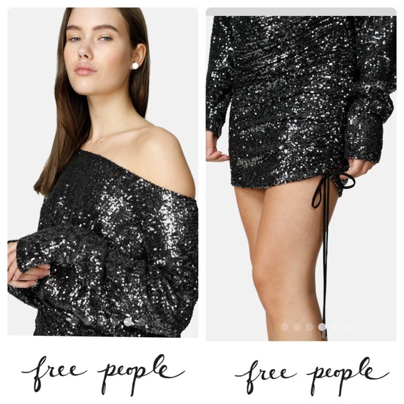 Free People Giselle Mini Dress. Black xsmall - Picture 3 of 8